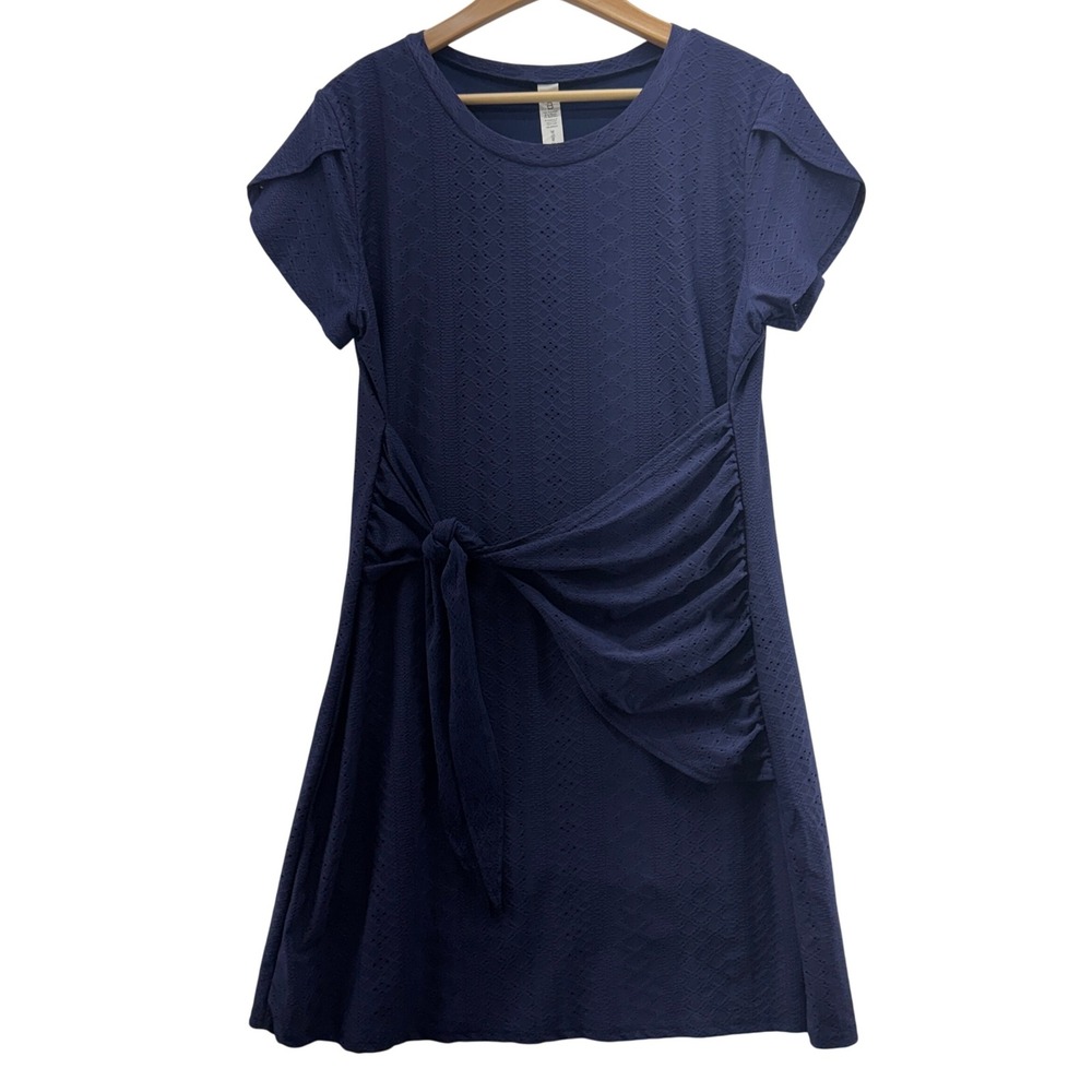 Blooming Jelly Womens XL Navy A Line Tie Waist Dress Knee Length Casual
